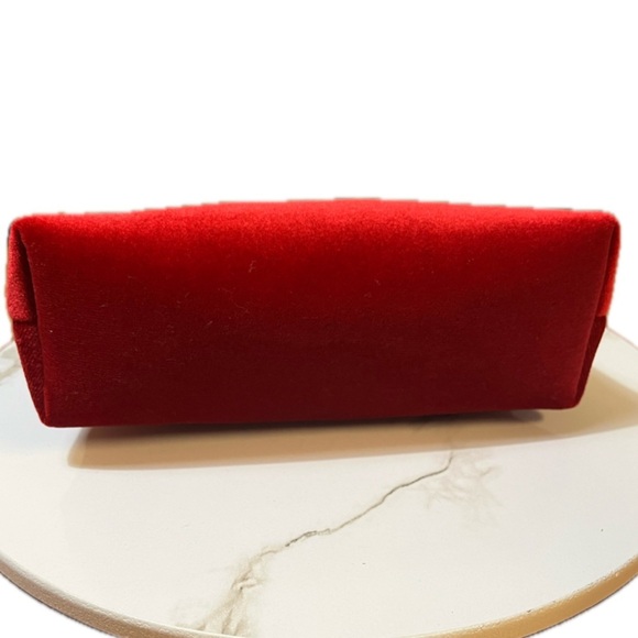 Christian Dior Red Velvet Double Zipper Travel Cosmetic Toiletry Evening Bag - Picture 6 of 9